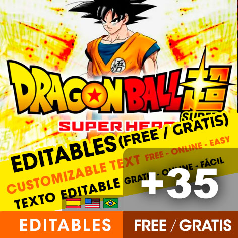 +35 Invitaciones de Dragon Ball  y Goku para Editar Gratis (WhatsApp e Imprimir)