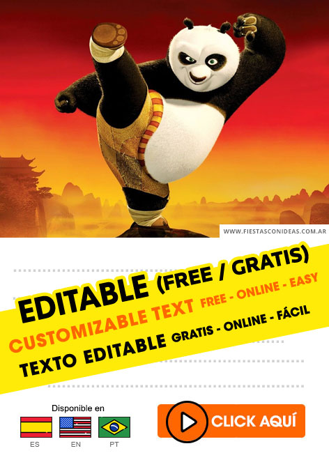 Invitaciones de Kung Fu Panda 4