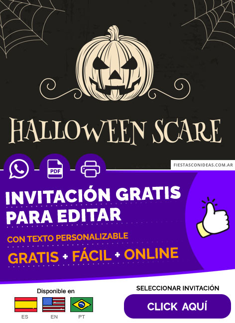 Invitación De Fiesta De Disfraces Halloween Para Adultos Terror Miedo Gratis Para Editar, Imprimir, PDF o Whatsapp