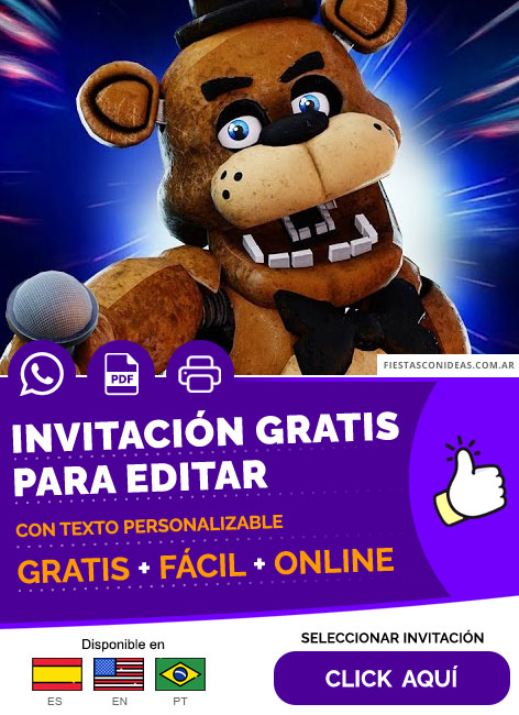 Invitación Fiesta Fnaf Freddy Fazbear Fornite Gratis Para Editar, Imprimir, PDF o Whatsapp
