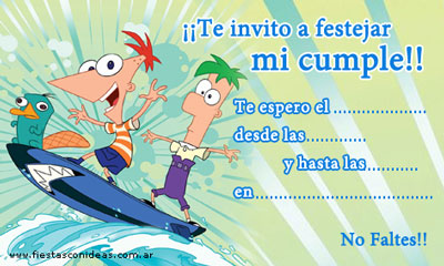 Phineas  Ferb Birthday Party on Phineas And Ferb Invitacion Jpg