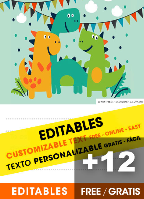 [+12] INVITACIONES de DINOSAURIOS PARA NIÑOS gratis para editar, personalizar e imprimir