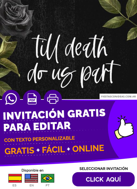 Invitación Boda De Halloween Hasta Que La Muerte Nos Separe Gratis Para Editar, Imprimir, PDF o Whatsapp