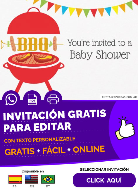 Invitación De Baby Shower De Bbq Gratis Para Editar, Imprimir, PDF o Whatsapp