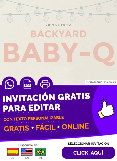 Invitación De Bbq Para Baby Shower Para Niñas Gratis Para Editar, Imprimir, PDF o Whatsapp