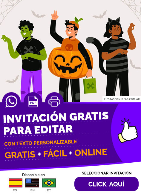 Invitación Fiesta De Halloween Para Oficina Disfraces Gratis Para Editar, Imprimir, PDF o Whatsapp