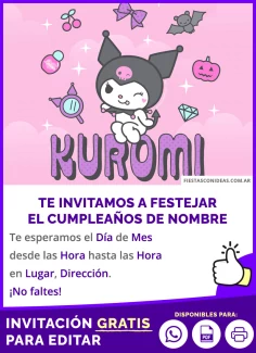 Invitaciones de Kuromi