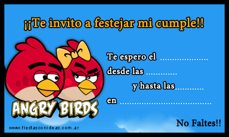 Tarjeta de cumpleaños de Angry Birds para imprimir gratis