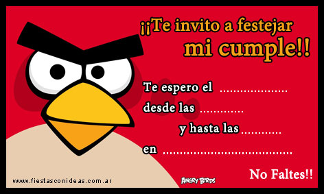 Tarjeta de cumpleaños de Angry Birds para imprimir gratis