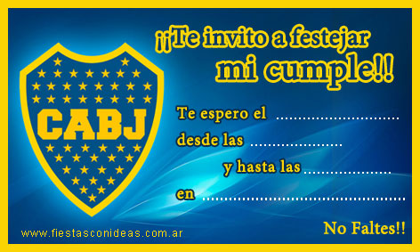 Tarjeta de cumpleaños del club Boca Juniors para imprimir gratis