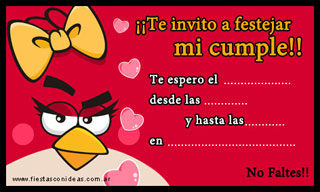 Angry Birds (Stella) - Tarjetas de cumpleaños para imprimir 