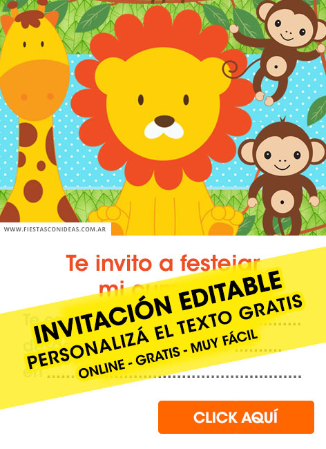 Tarjeta de cumpleaños de Animalitos de la selva / Jungla / Zoo