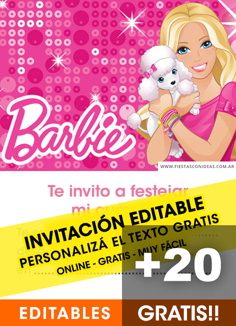 [+25] INVITACIONES de Barbie Gratis para editar, personalizar e imprimir