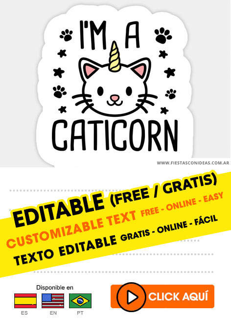 Tarjeta de cumpleaños de Gato Unicornio