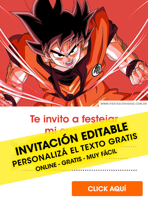 Invitaciones de Goku y Dragon Ball Z