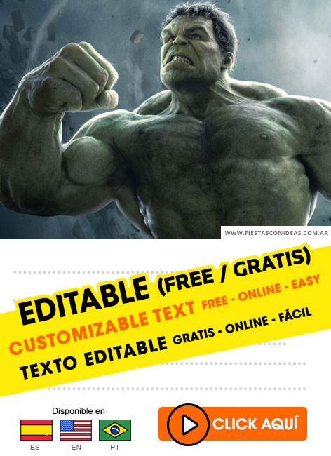 Invitaciones de Increíble Hulk