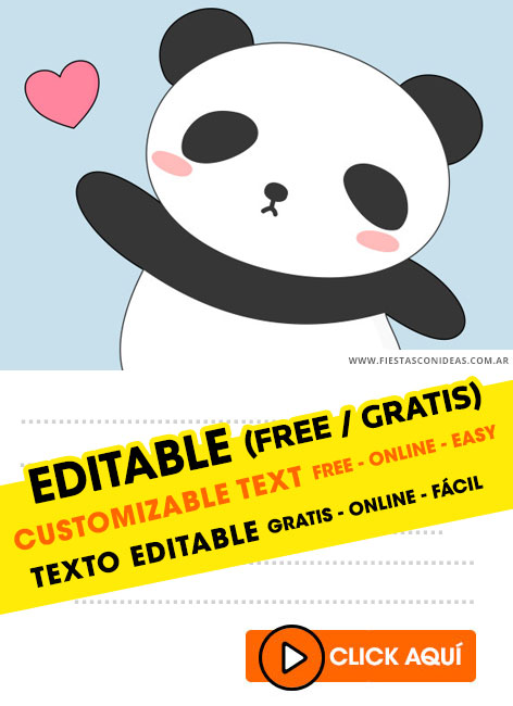 Invitaciones de Panda kawaii