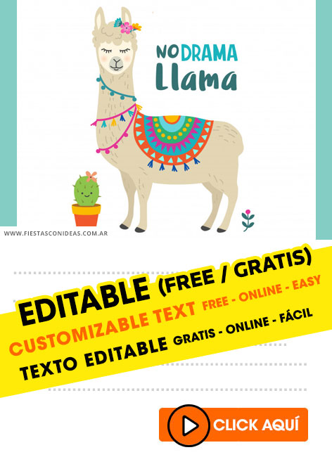 Tarjeta de cumpleaños de Llama y cactus Party