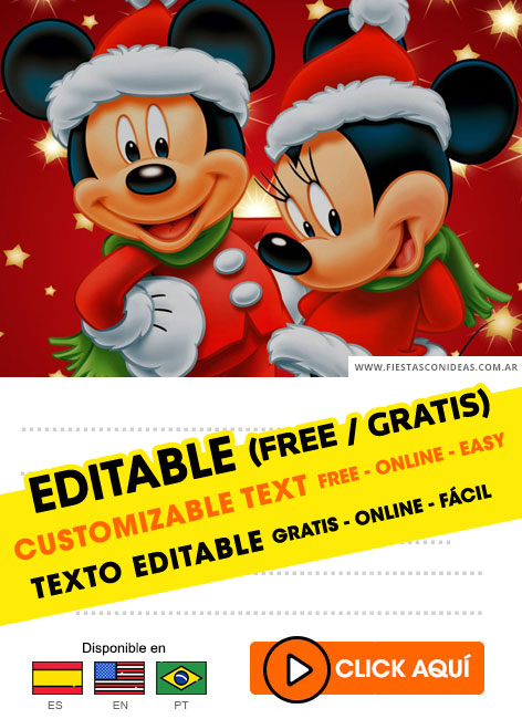 Invitaciones de Mickey Minnie Navidad