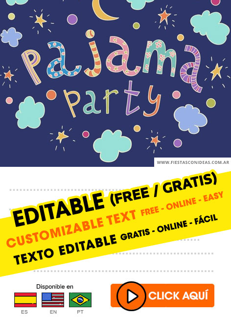 Tarjeta de cumpleaños de Pijamada Party