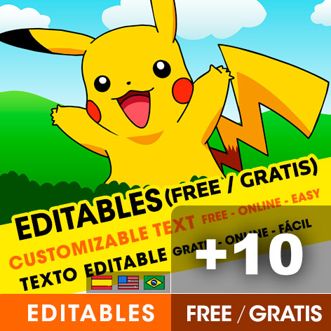 +10 Invitaciones de Pikachu para Editar Gratis (WhatsApp e Imprimir)