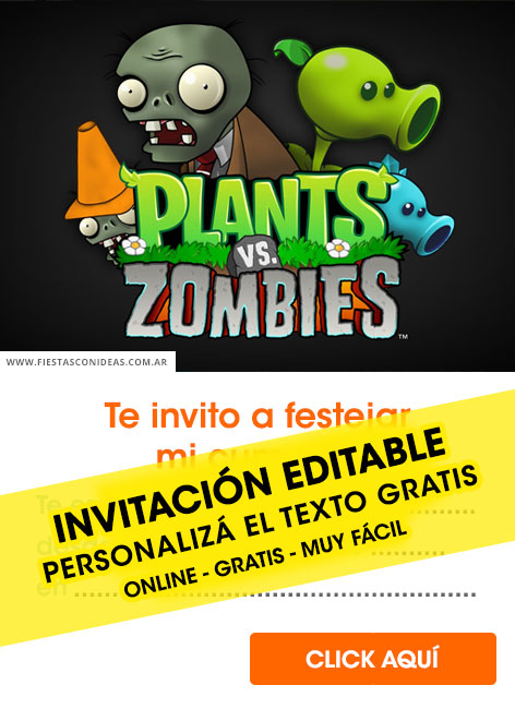 Invitaciones de Plantas Vs Zombies