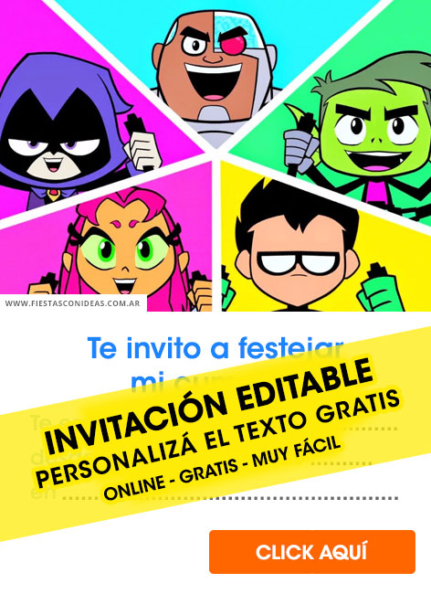 Invitaciones de Teen Titans Go