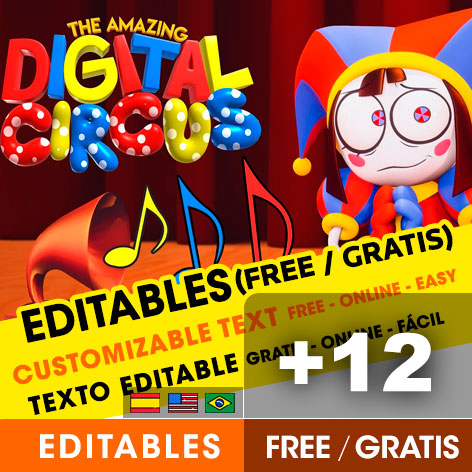 +12 Invitaciones de DIGITAL CIRCUS (El asombroso circo digital) para Editar Gratis WhatsApp, PDF e Imprimir