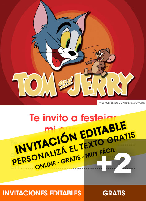 [+2] INVITACIONES de Tom y Jerry Gratis para editar, personalizar e imprimir