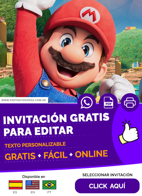 Invitación Cumpleaños Tematico De Mario Bros Gratis Para Editar, Imprimir, PDF o Whatsapp