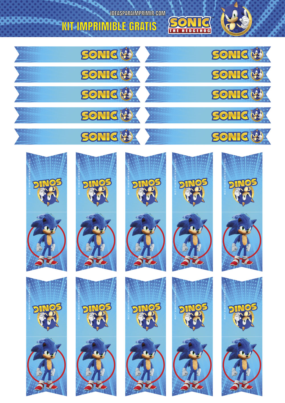 Etiqueta para cerrar souvenires de Sonic