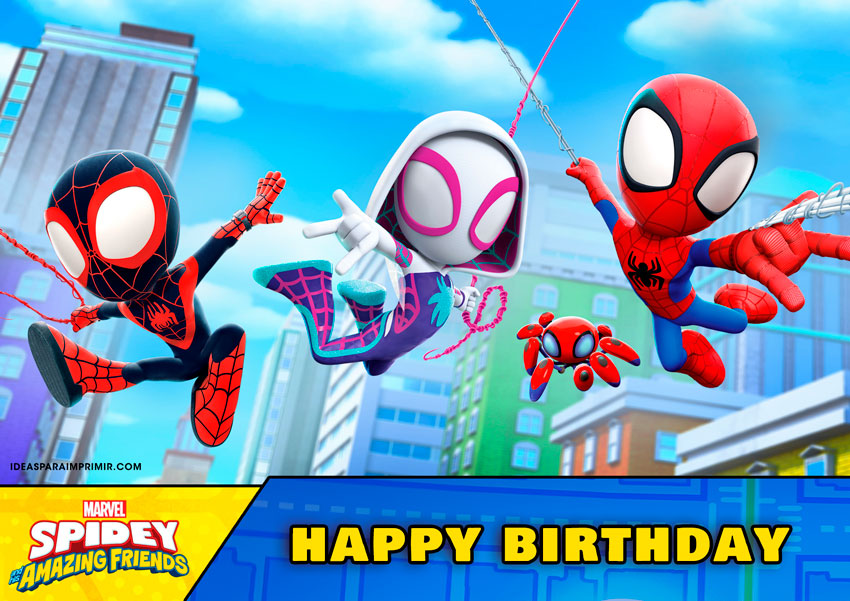 Spidey and His Amazing Friends Happy Birthday Poster