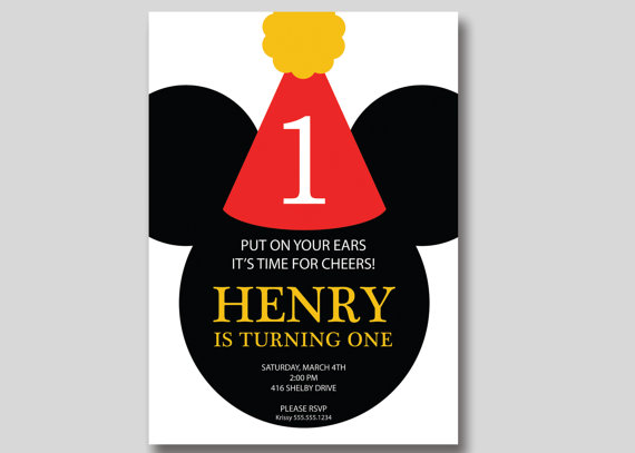 Mickey Mouse 1st birthday invitations