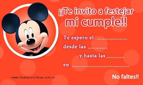 Tarjeta de cumpleaños de Mickey Mouse para imprimir