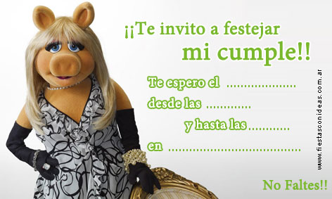 Tarjeta de cumpleaños de los muppets (Piggy) para imprimir