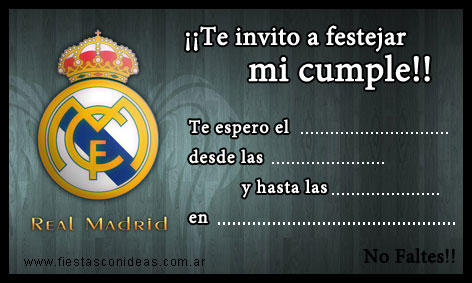 Tarjeta de cumpleaños del club Real Madrid para imprimir gratis