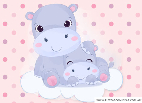 Invitacion de cumpleaños de Baby Shower Hipopótamos