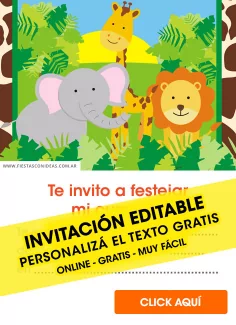 Invitaciones de Animalitos de la selva