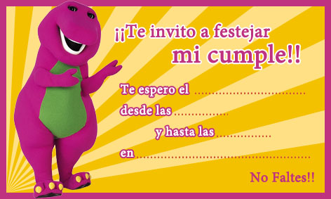 Invitacion de cumpleaños de Barney