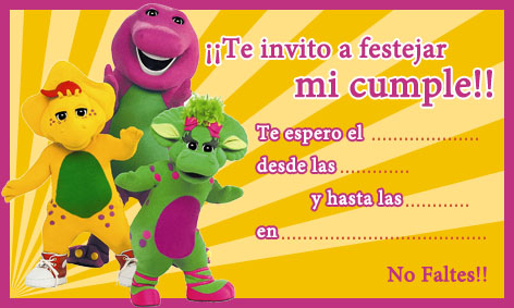 Invitacion de cumpleaños de Barney
