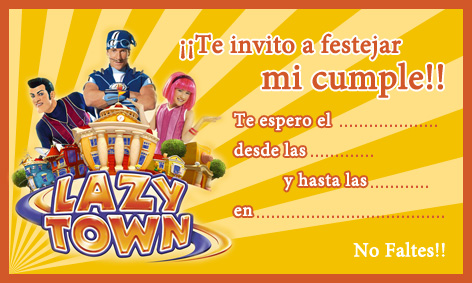 Invitacion de cumpleaños de Lazy-Town