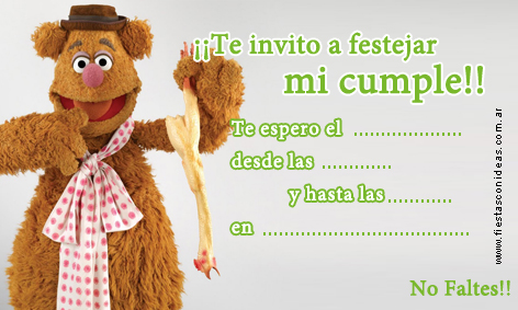 Invitacion de cumpleaños de fozzie-muppets