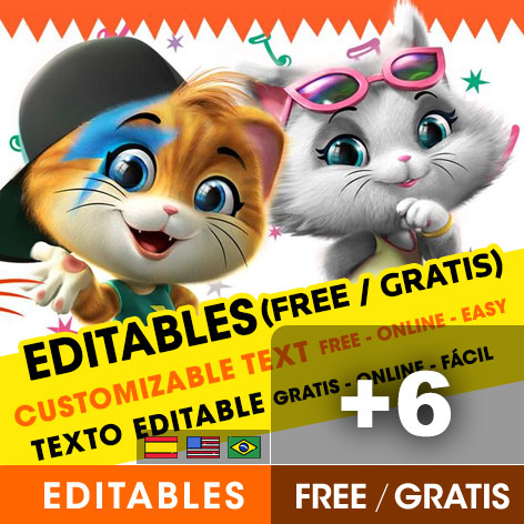 [+6] Free 44 CATS birthday invitations for edit, customize, print or send via Whatsapp