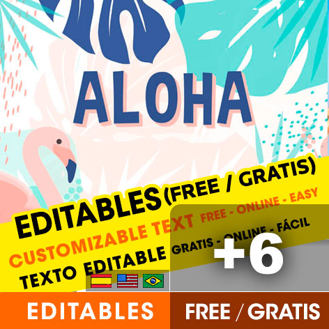 [+6] Free ALOHA HAWAI birthday invitations for edit, customize, print or send via Whatsapp