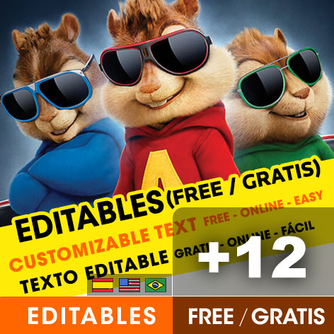[+12] Free ALVIN AND THE CHIPMUNKS birthday invitations for edit, customize, print or send via Whatsapp