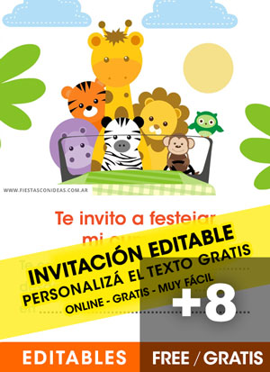[+8] Free SAFARI ANIMALS birthday invitations for edit, customize, print or send via Whatsapp