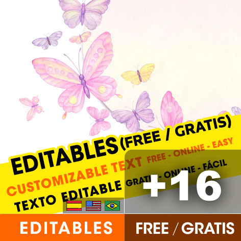 [+16] Free BUTTERFLY birthday invitations for edit, customize, print or send via Whatsapp