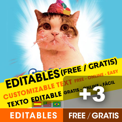 [+3] Free CAPITÁN GATO birthday invitations for edit, customize, print or send via Whatsapp