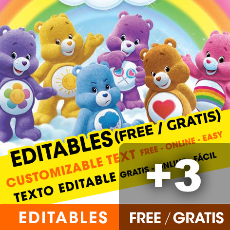 [+3] Free CARE BEARS birthday invitations for edit, customize, print or send via Whatsapp