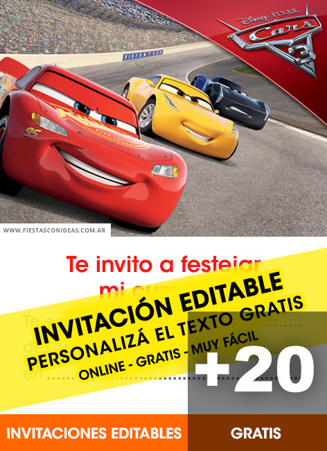 [+22] Free CARS / LIGHTNING MCQUEEN birthday invitations for edit, customize, print or send via Whatsapp